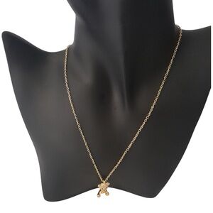 Gold Paved Crystal Teddy Bear Pendant Necklace